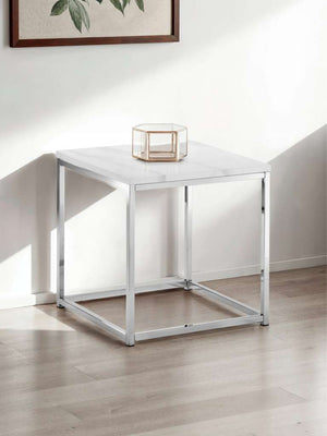 Scala White Marble Top Lamp Table