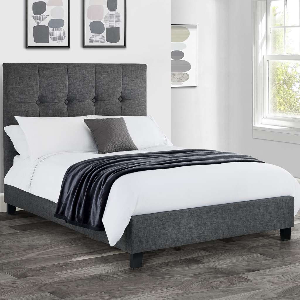 Sorrento High Headboard Bed 180Cm - Light Grey