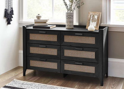 Sydney 6 Drawer Wide Chest - Black Ash