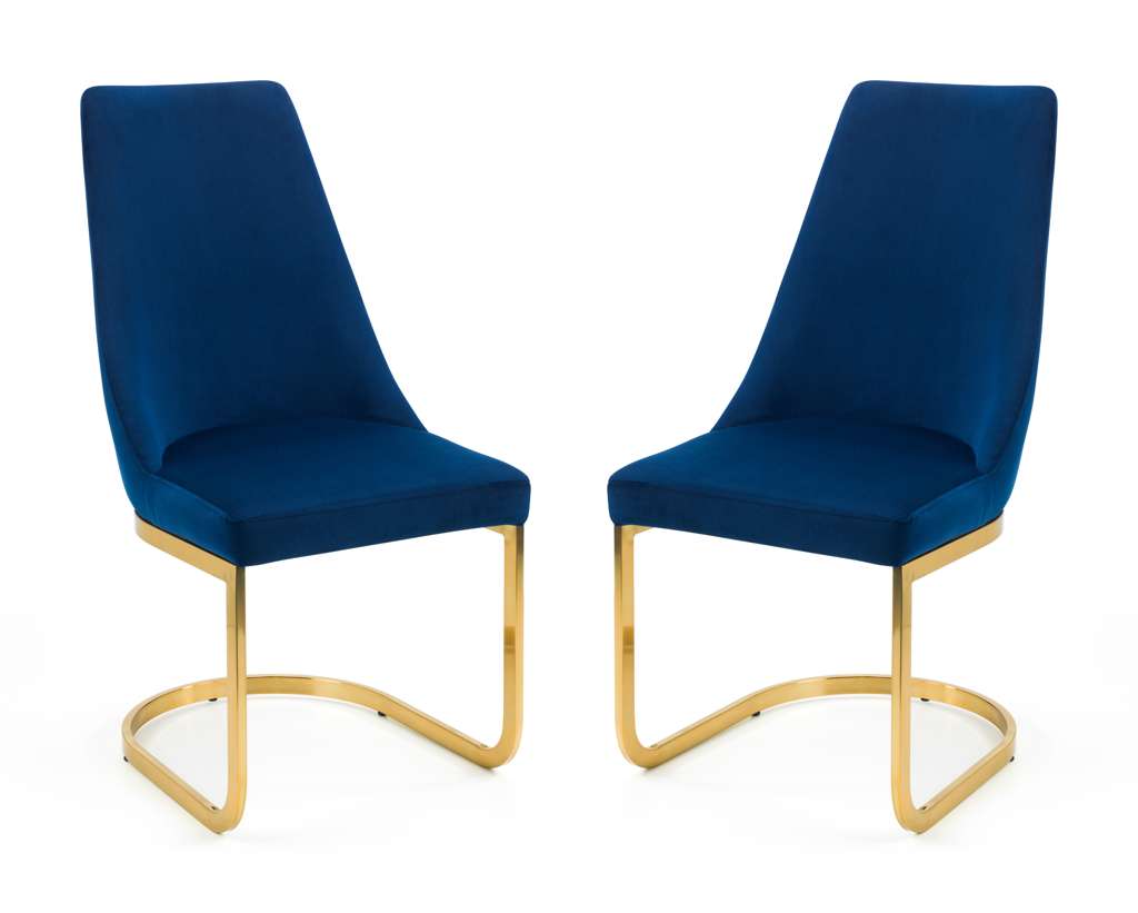 Set Of 2 Vittoria Cantilever Dining Chairs - Blue