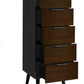 Alba 5 Drawer Narrow Chest - Walnut/Black