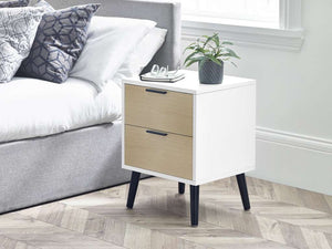 Alba 2 Drawer Bedside - White/Oak