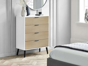 Alba 4 Drawer Wide Chest - White/Oak