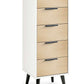 Alba 5 Drawer Narrow Chest - White/Oak