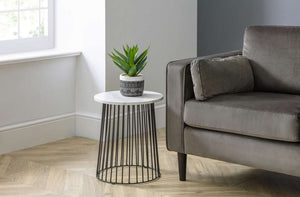 Broadway Round Lamp Table - White Marble