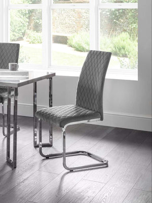 Set Of 4 Calabria Velvet Cantilever Chairs - Grey