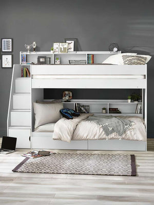 Camelot Staircase Bunk All White