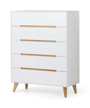 Alicia 5 Drawer Chest - White