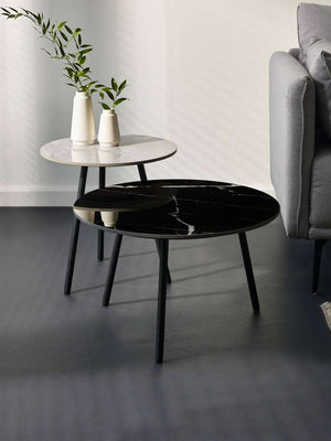 Casper Set of Side Tables Grey and Black