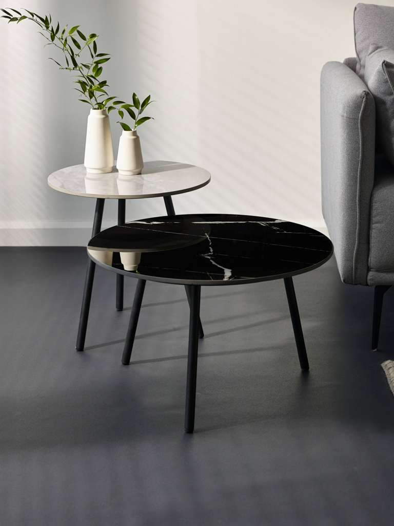 Casper Set of Side Tables Grey and Black