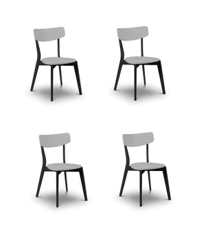 Set Of 4 Casa Dining Chairs Grey/Black