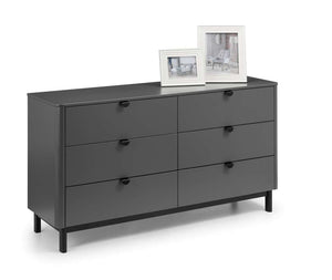 Chloe Storm Grey 6 Drawer Wide Chest