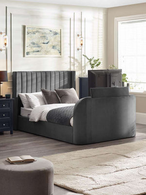 Clara Ottoman TV Bed 135cm - Dark Grey