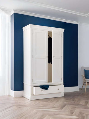 Clermont 2 Door 1 Drawer Wardrobe - Surf White