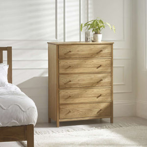 Coxmoor 5 Drawer Wide Chest - Oak