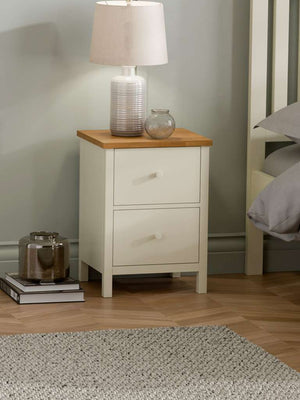 Coxmoor 2 Drawer Bedside - Ivory and Oak