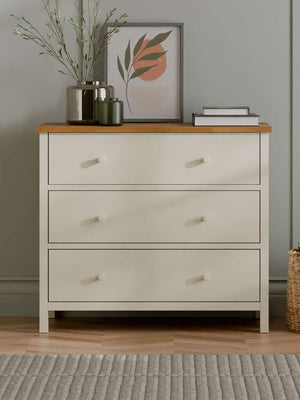 Coxmoor 3 Drawer Chest - Ivory and Oak