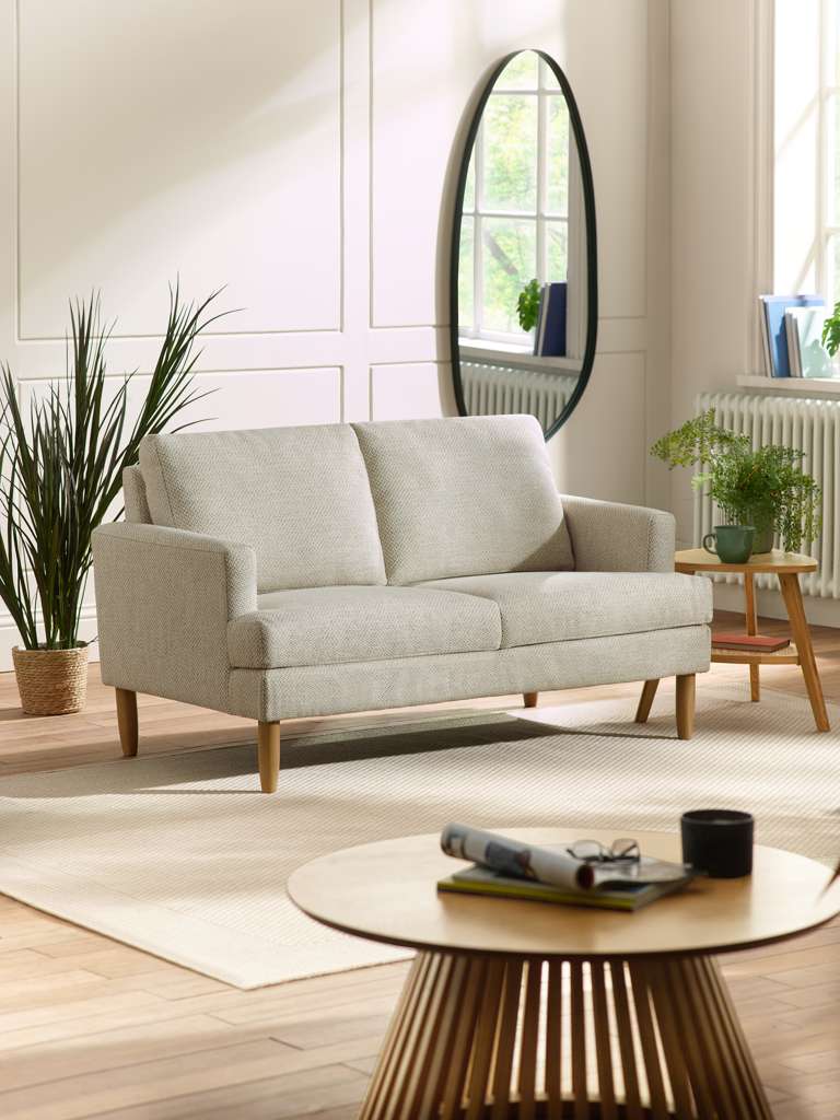 Daisy Beige Pearl Barley Upholstered Compact 2 Seater Sofa