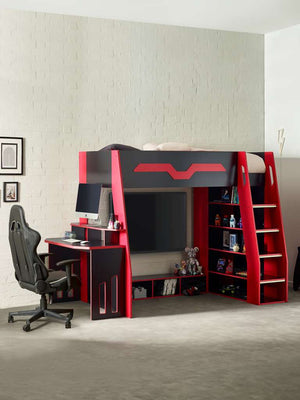 Eagle Single 90cm Gaming Highsleeper - Black and Red