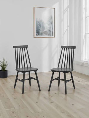Set Of 2 Alassio Spindle Back Dining Chairs - Black