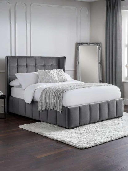 Gatsby 150cm King Bed - Light Grey