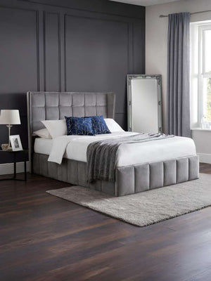 Gatsby Ottoman Storage 135cm Double Bed - Light Grey