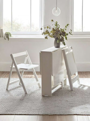 Gatan Small Gateleg Table With 2 Chairs - White