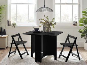 Gatan Small Gateleg Table With 2 Chairs - Black