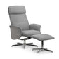 Aria Recliner Chair With Stool - Grey Linen