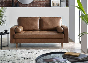 Henley 3 Seater Sofa  Brown Faux Leather