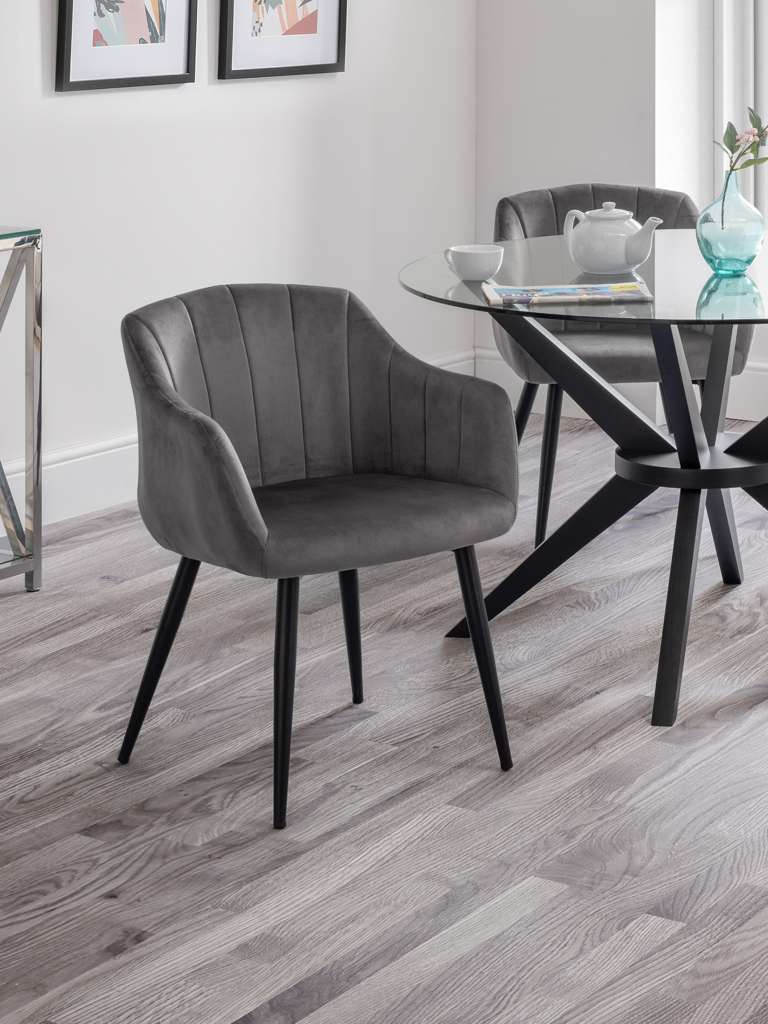 Set Of 2 Hobart Scalloped Dining Chairs - Grey