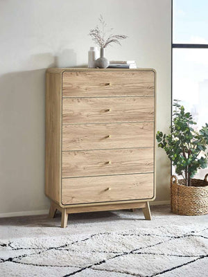 Ingrid 5 Drawer Chest Oak