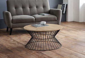 Jersey Round Wire Coffee Table - Euro Oak