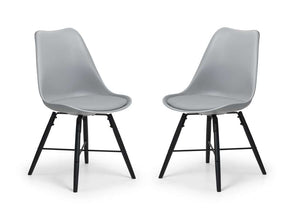 Set Of 2 Kari Dining Chairs - Grey Seat & Black Legs