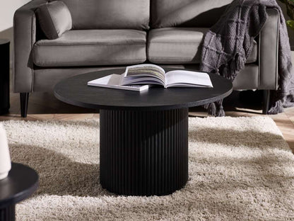 Louis Fluted Round Coffee Table - Black