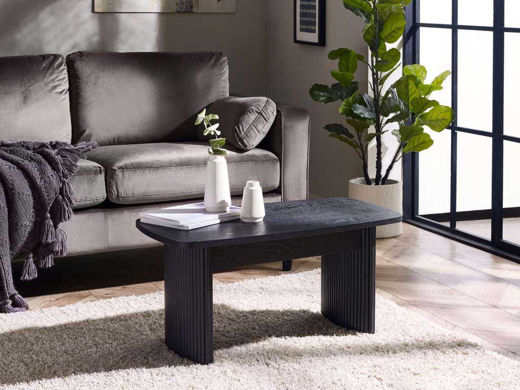 Louis Fluted Compact Coffee Table - Black