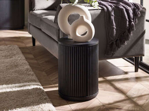 Louis Fluted Side Table With Door - Black