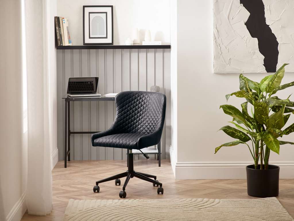 Luxe Office Chair In Black Faux Leather