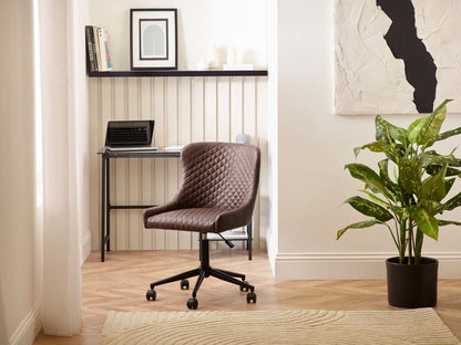 Luxe Office Chair In Brown Faux Leather