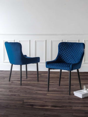 Set Of 2 Luxe Velvet Dining Chairs - Blue