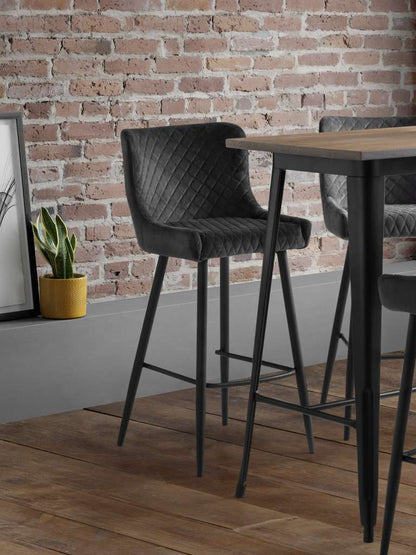 Luxe Velvet Bar Stool - Grey