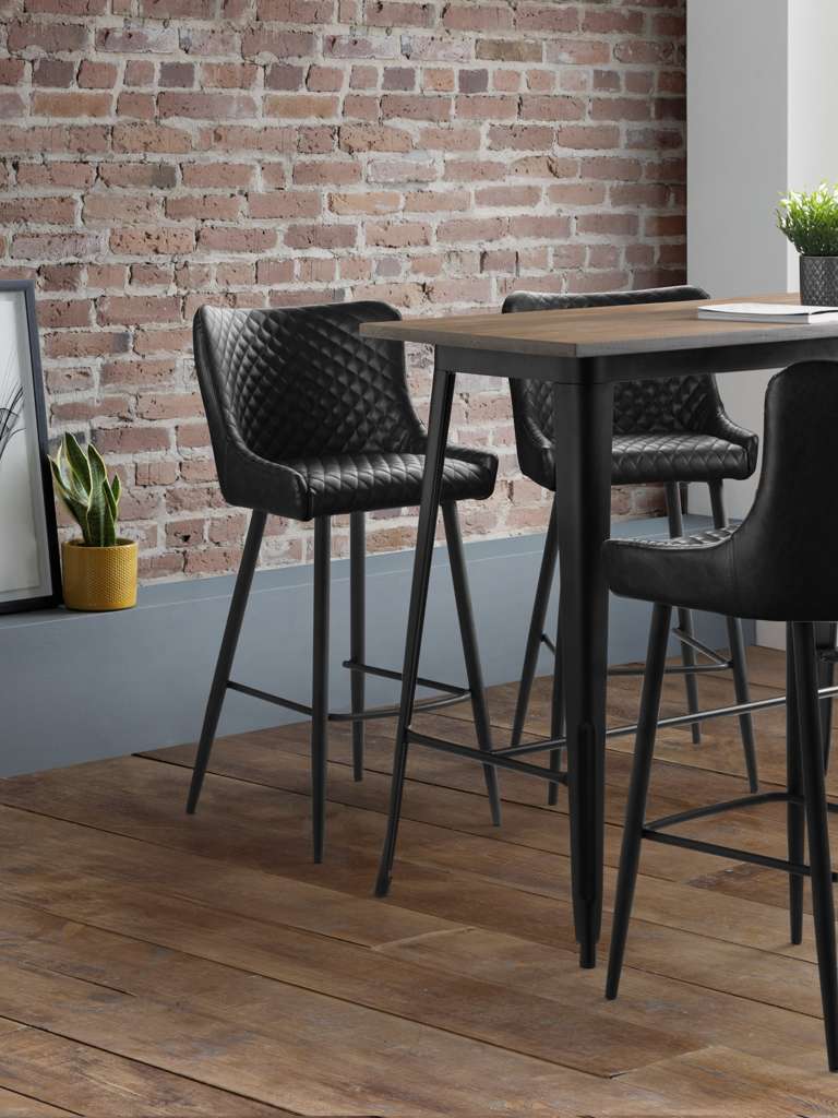 Luxe Faux Leather Barstool - Black