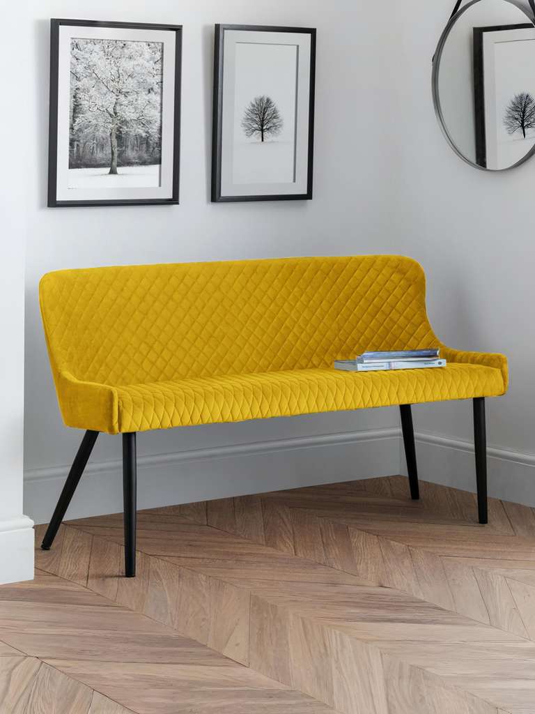 Luxe High Back Bench - Mustard