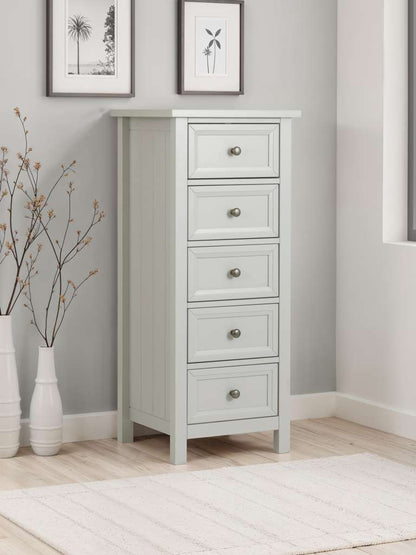 Maine 5 Drawer Tall Chest - Dove Grey