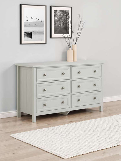 Maine 6 Drawer Wide Chest - Dove Grey