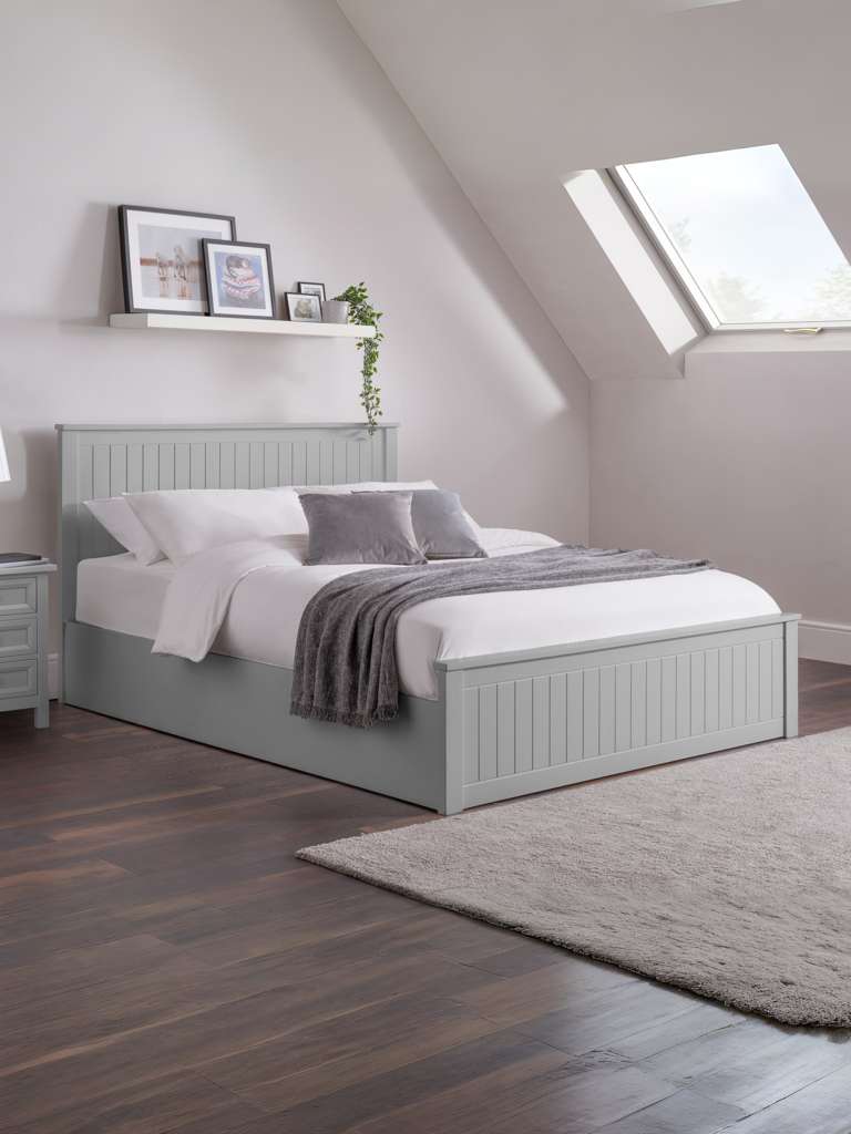 Maine Ottoman Storage 135cm Double Bed - Dove Grey