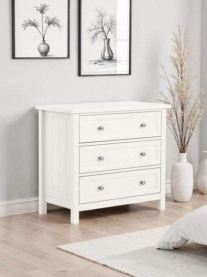 Maine 3 Drawer Wide Chest - Surf White