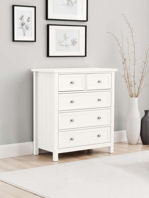 Maine 3 + 2 Drawer Chest - Surf White