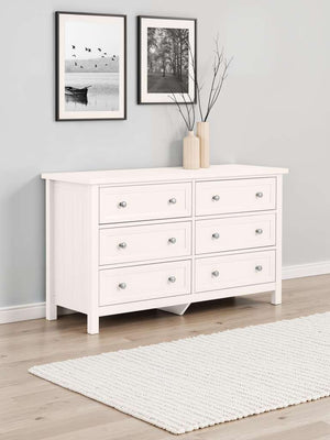 Maine 6 Drawer Wide Chest - Surf White