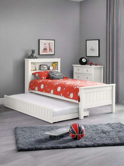 Maine Bookcase 90cm Single Bed - Surf White